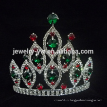 Прекрасные девушки Большие красные и зеленые зубные акриловые короны с Rhinestone Pave Crown Брошь Fahion аксессуары